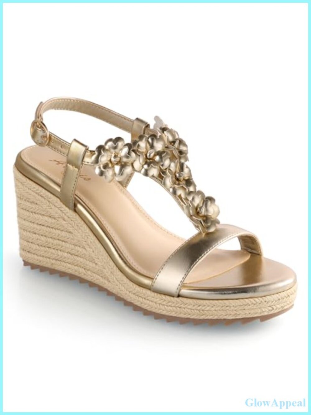 Wedge Sandals Open Toe Flower T Strap High Heel Espadrille Women